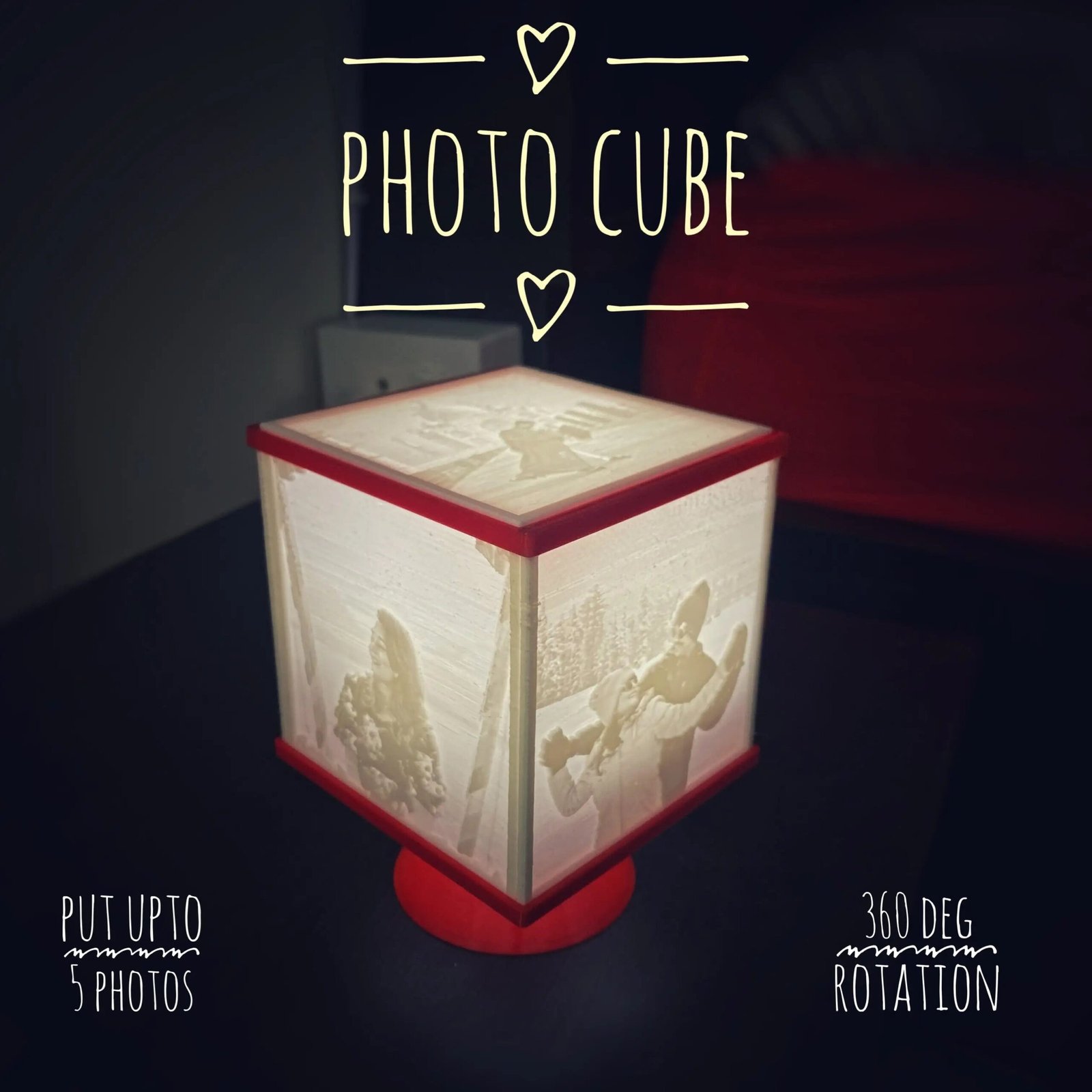 Custom 3D Lithophane Photo Cube Ambient Lamp