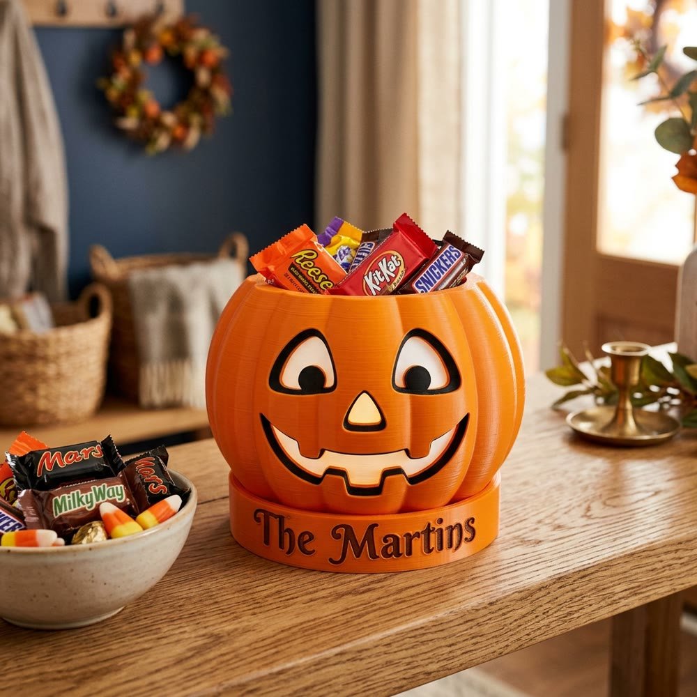 Personalized Halloween Candy Holder – Custom Name Base Entryway Display | Spruce Print