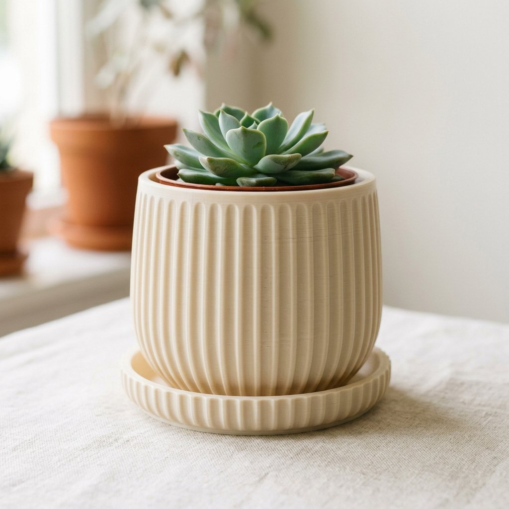 Ribbed Planter Cover and Saucer Hero