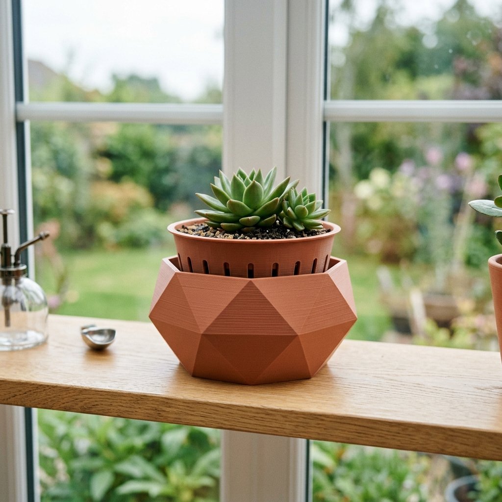Self-Watering Low-Poly Planter with Reservoir