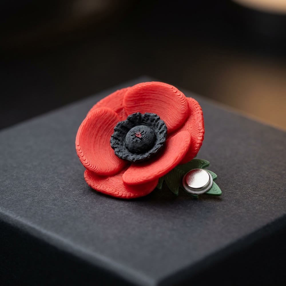 Remembrance AMS Magnetic Poppy Pin – Multi-Colour 3D Printed Keepsake | Spruce Print
